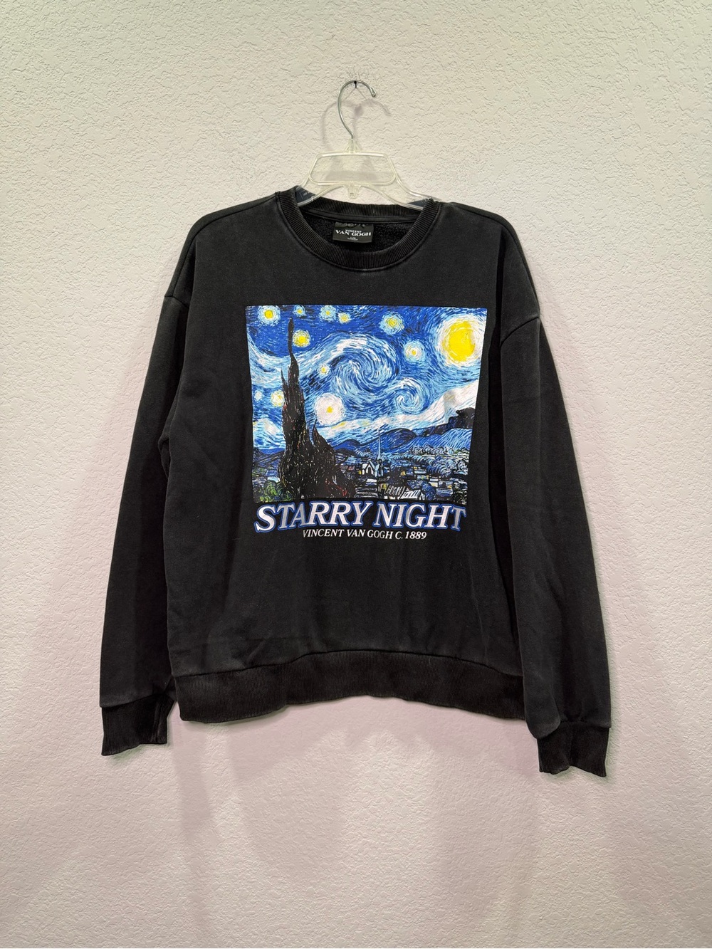 Starry Night Graphic Crewneck Sweatshirt - Black - L